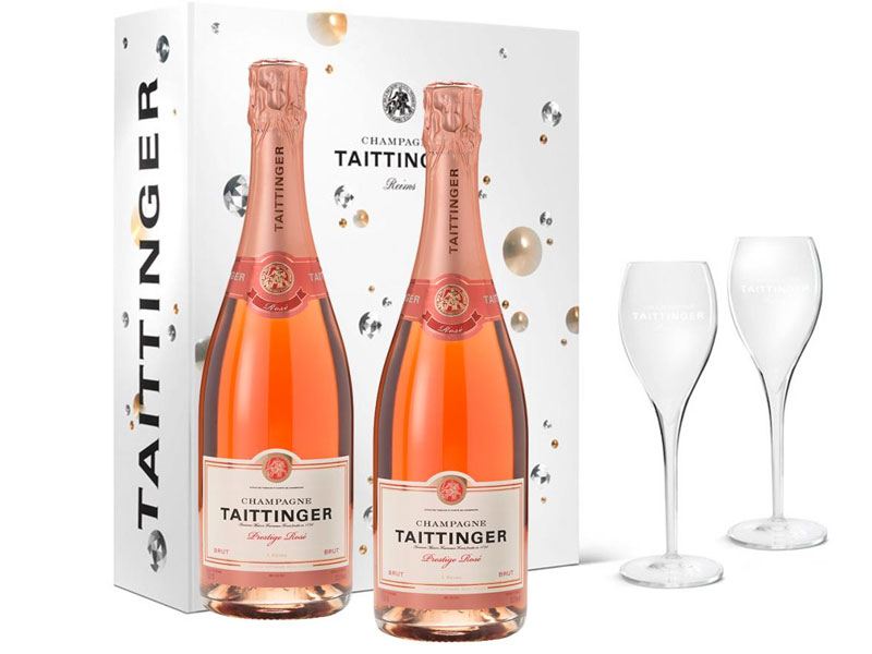 Taittinger Prestige Rose Glasses Gift Box